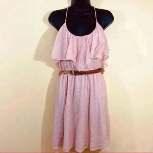 Hello Miss Ruffle Tank Mini Dress Rope Belt